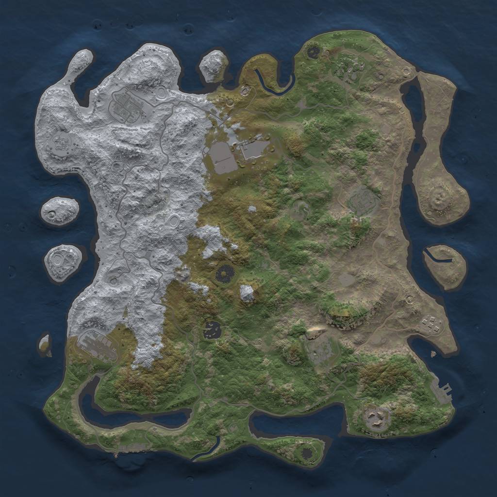 Rust Map: Procedural Map, Size: 4000, Seed: 2648256, 18 Monuments
