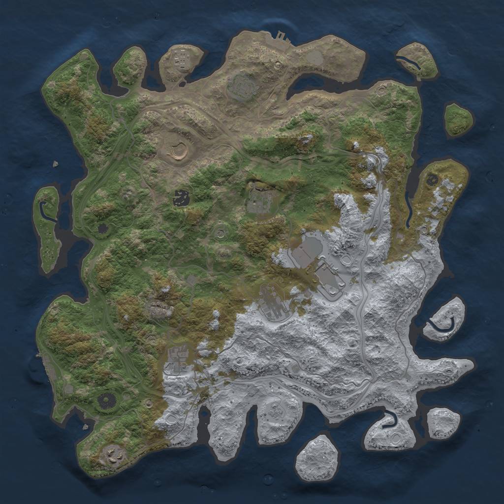 Rust Map: Procedural Map, Size: 4300, Seed: 195363877, 18 Monuments