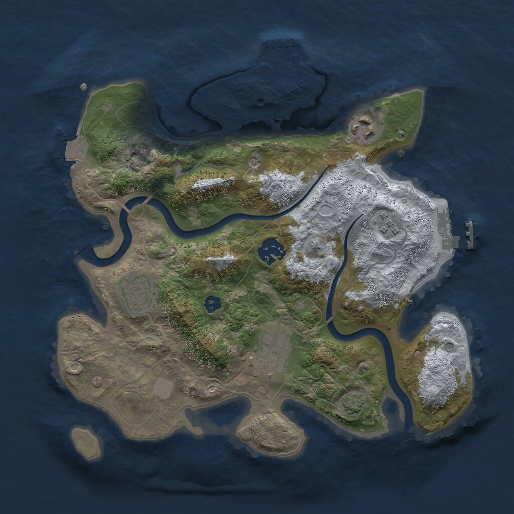 Rust Map: Procedural Map, Size: 3000, Seed: 1316989995, 10 Monuments