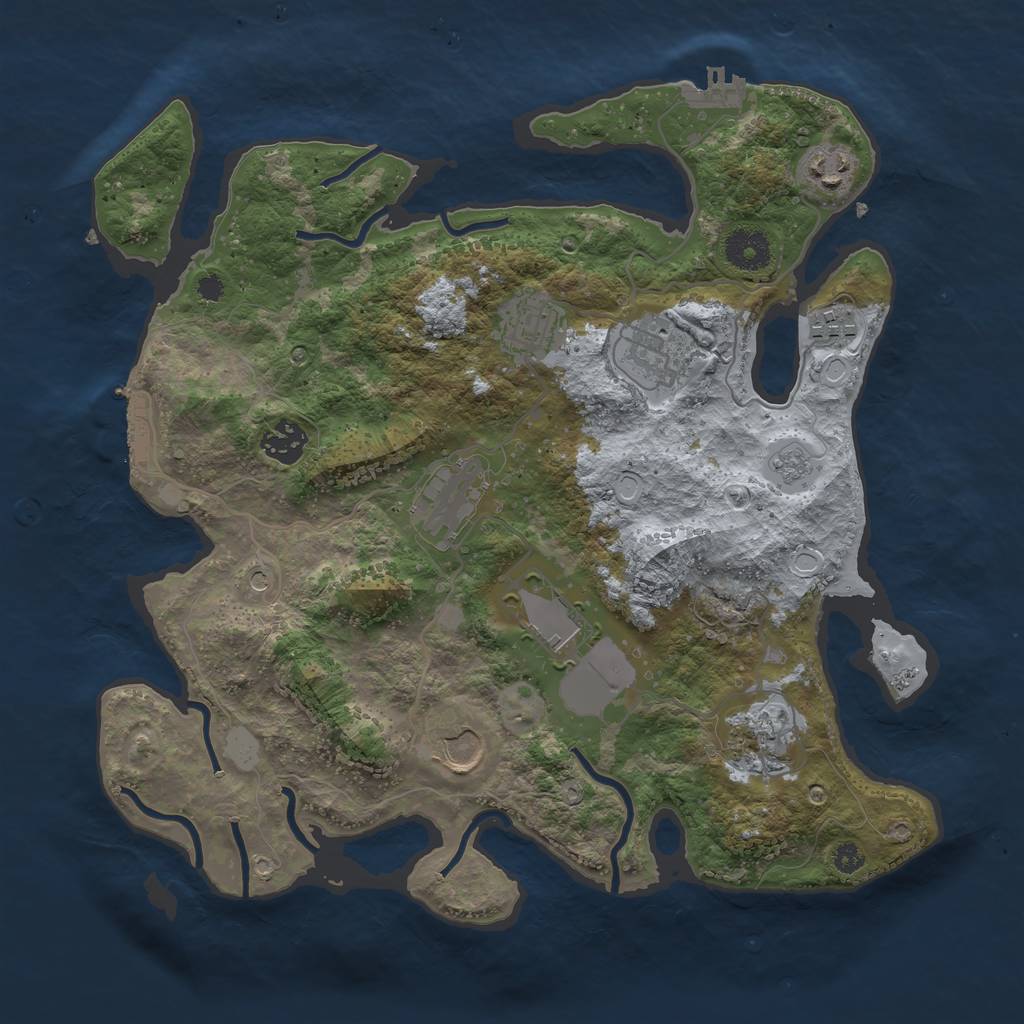 Rust Map: Procedural Map, Size: 3500, Seed: 1316989995, 18 Monuments