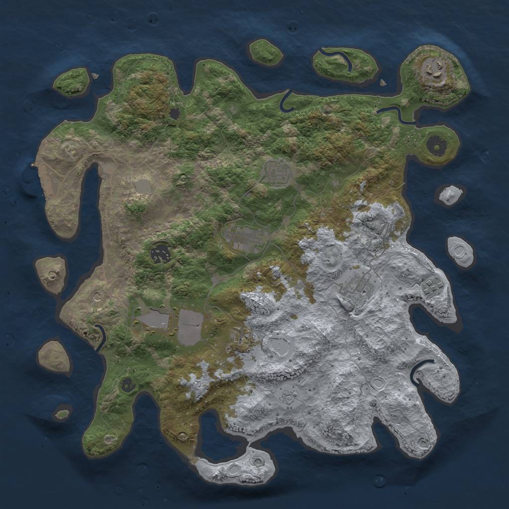 Rust Map: Procedural Map, Size: 3800, Seed: 1738, 16 Monuments