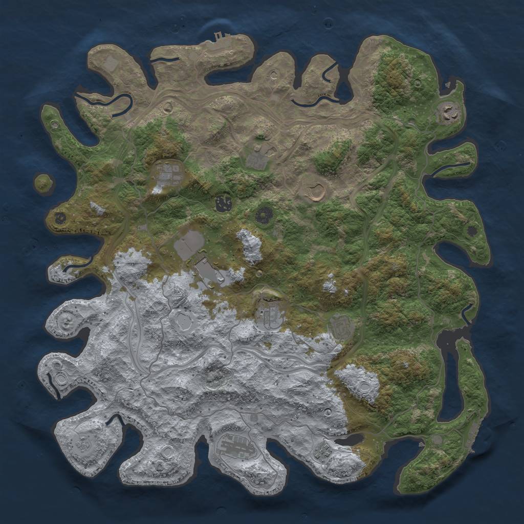 Rust Map: Procedural Map, Size: 4500, Seed: 1086135358, 19 Monuments