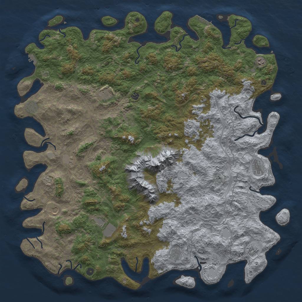 Rust Map: Procedural Map, Size: 6000, Seed: 1243685, 20 Monuments