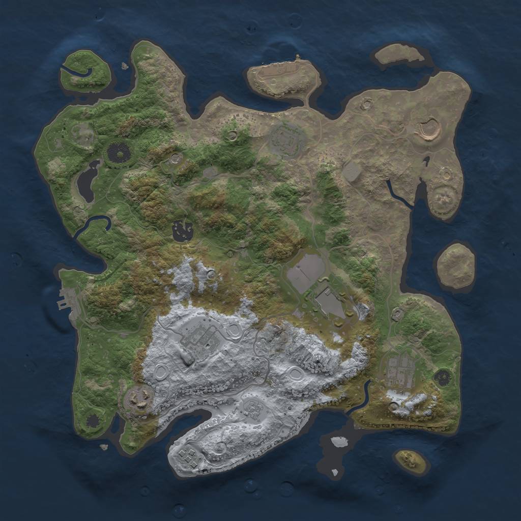 Rust Map: Procedural Map, Size: 3500, Seed: 686363454, 17 Monuments