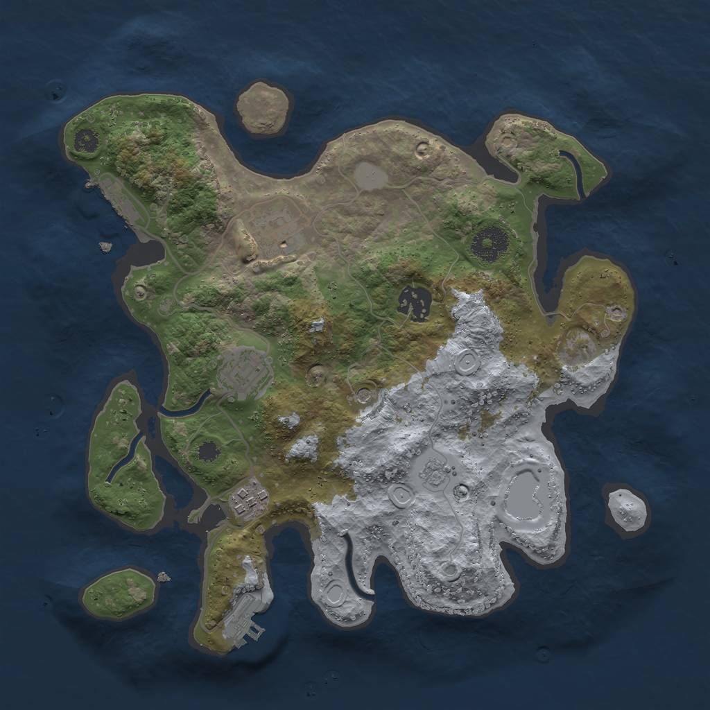 Rust Map: Procedural Map, Size: 3000, Seed: 48581, 13 Monuments