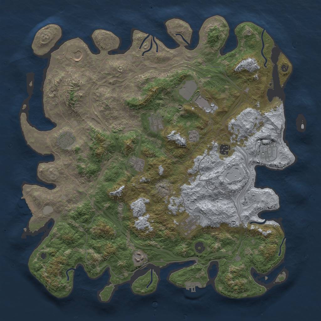Rust Map: Procedural Map, Size: 4500, Seed: 1412277237, 19 Monuments