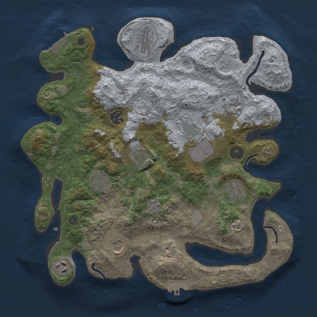 Rust Map: Procedural Map, Size: 3500, Seed: 938451, 19 Monuments
