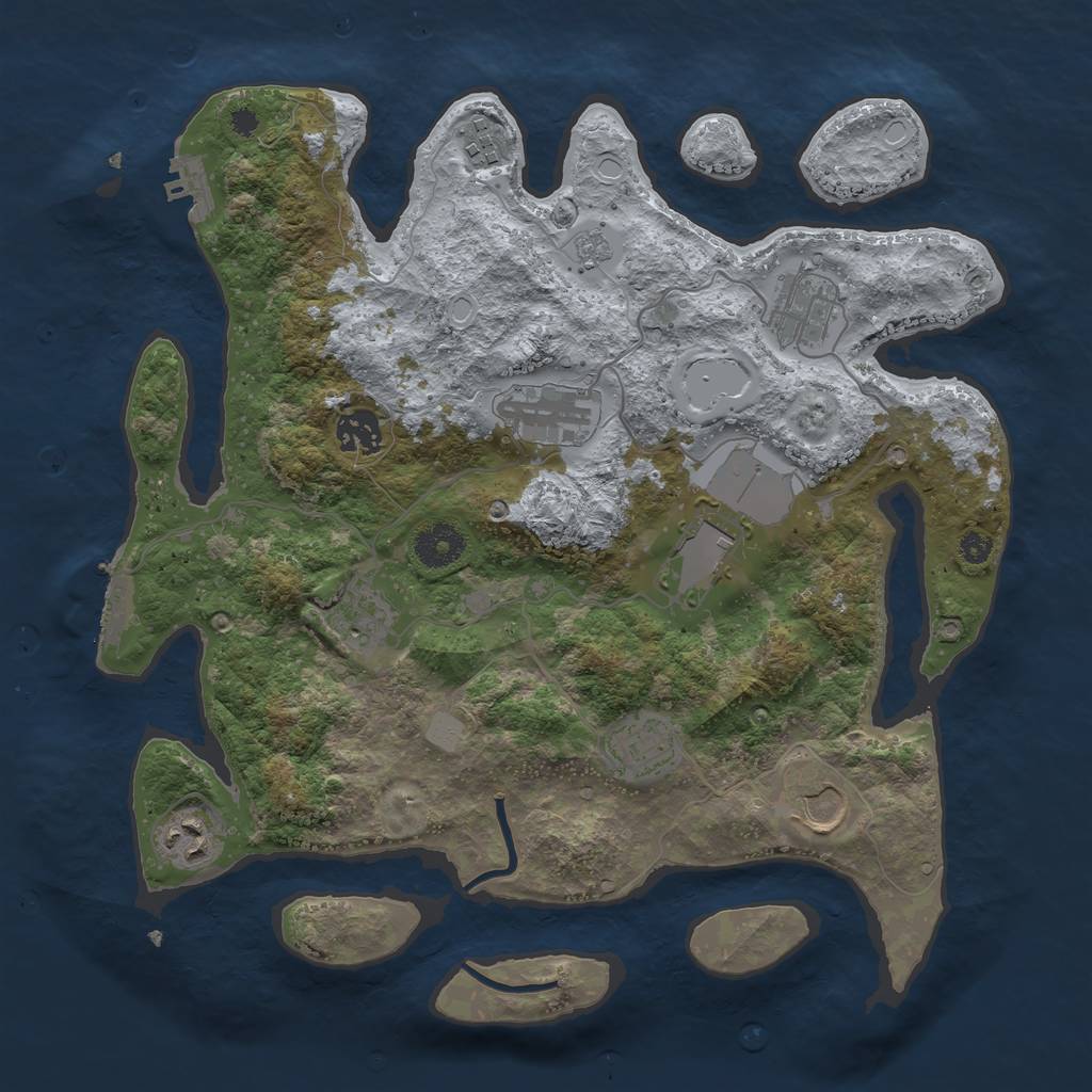 Rust Map: Procedural Map, Size: 3500, Seed: 1644519, 17 Monuments