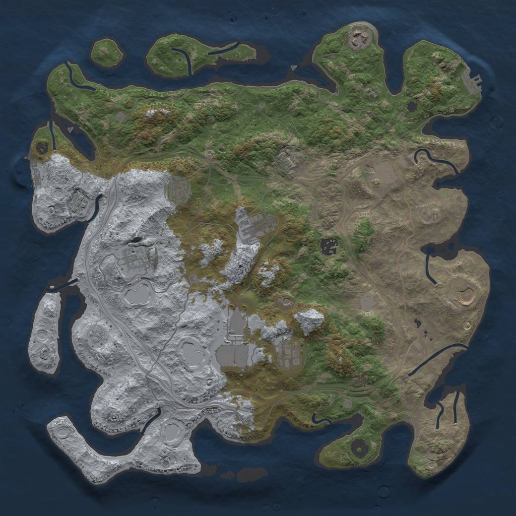 Rust Map: Procedural Map, Size: 4250, Seed: 702228551, 19 Monuments