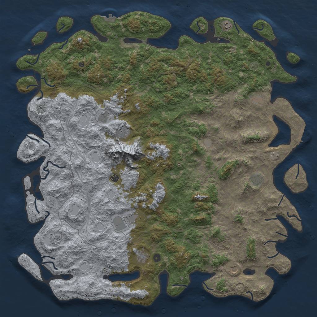 Rust Map: Procedural Map, Size: 6000, Seed: 1346843521, 20 Monuments