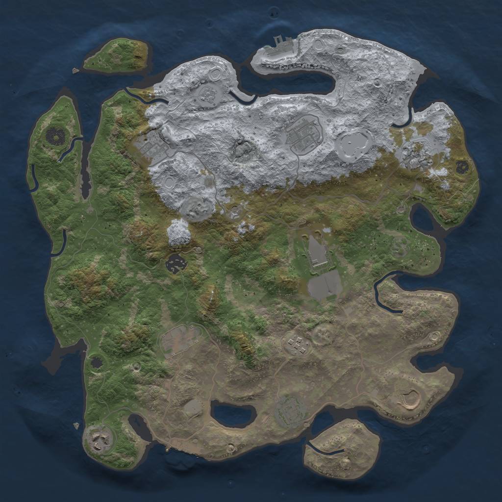 Rust Map: Procedural Map, Size: 3850, Seed: 1173758056, 19 Monuments