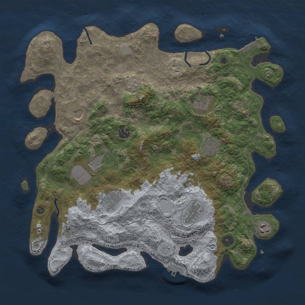 Rust Map: Procedural Map, Size: 4000, Seed: 1575221228, 18 Monuments