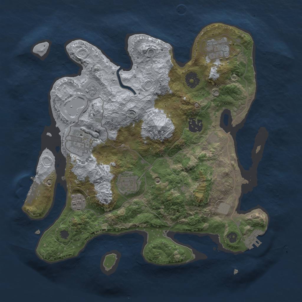Rust Map: Procedural Map, Size: 3000, Seed: 6739990, 13 Monuments