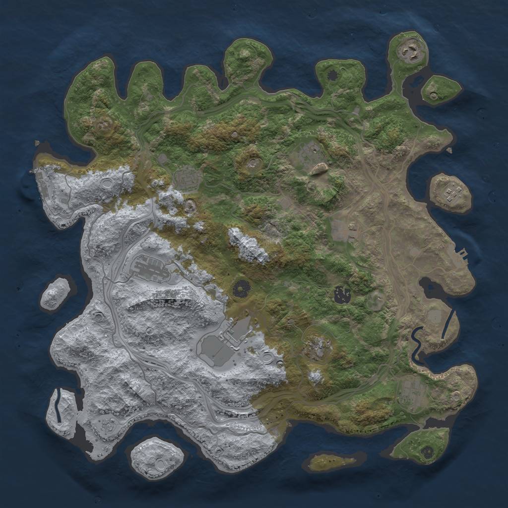 Rust Map: Procedural Map, Size: 4250, Seed: 2063675483, 19 Monuments