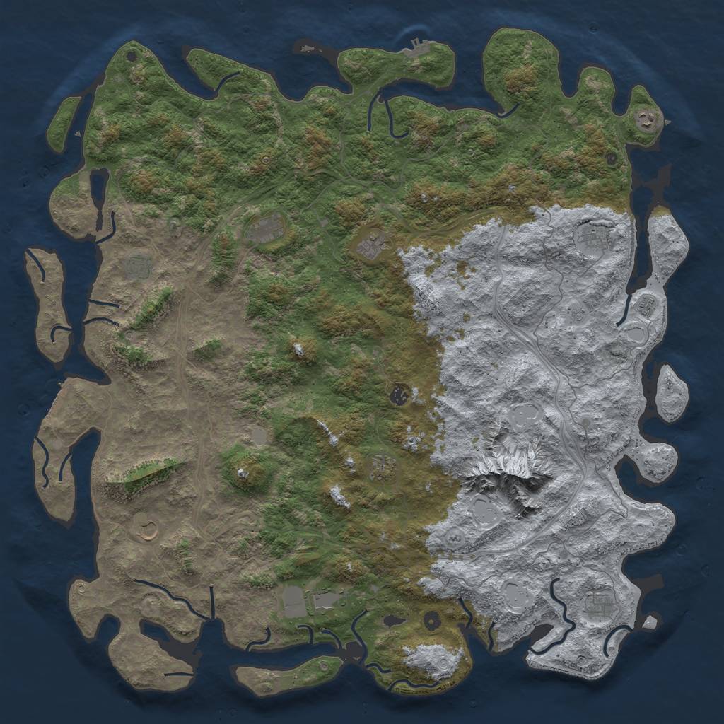 Rust Map: Procedural Map, Size: 6000, Seed: 662256253, 20 Monuments