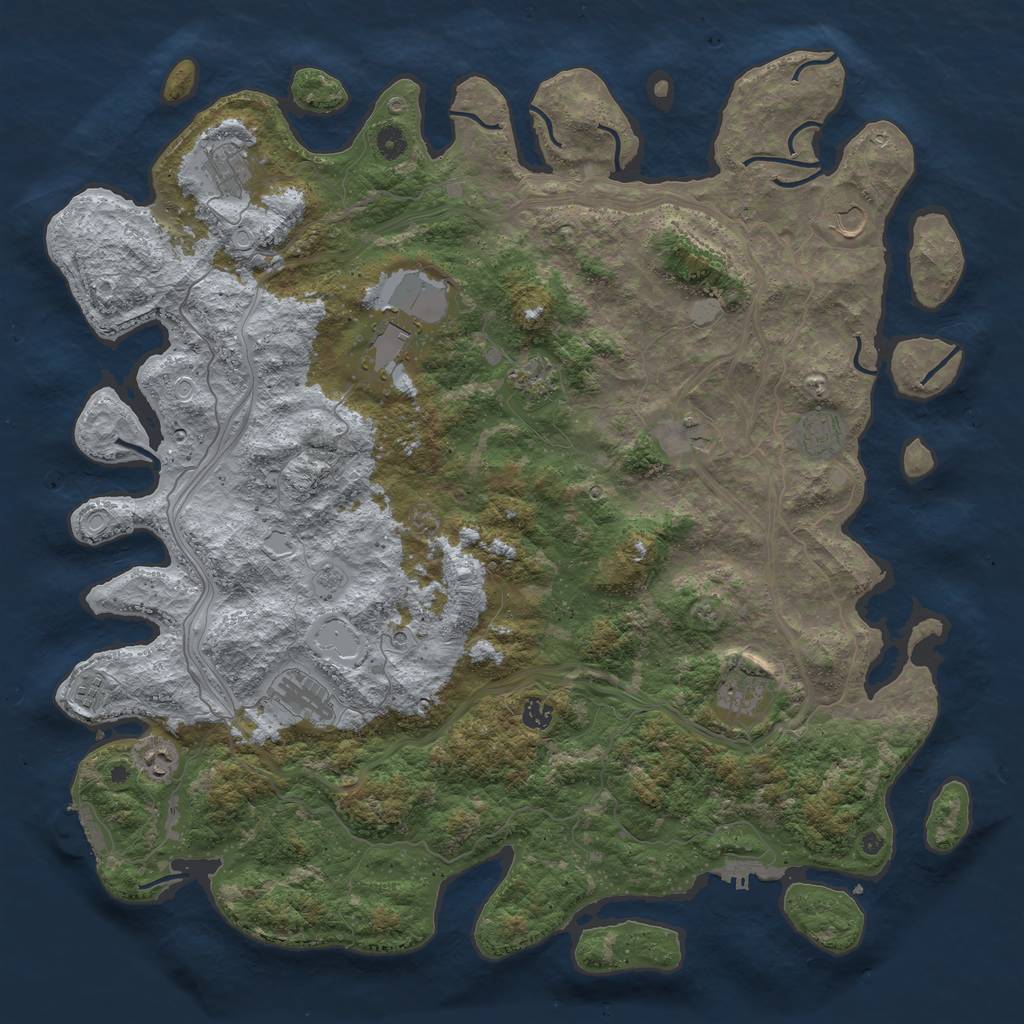 Rust Map: Procedural Map, Size: 4900, Seed: 123456, 20 Monuments