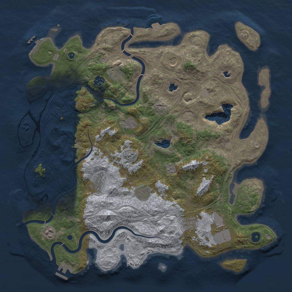 Rust Map: Procedural Map, Size: 4500, Seed: 1256301648, 16 Monuments