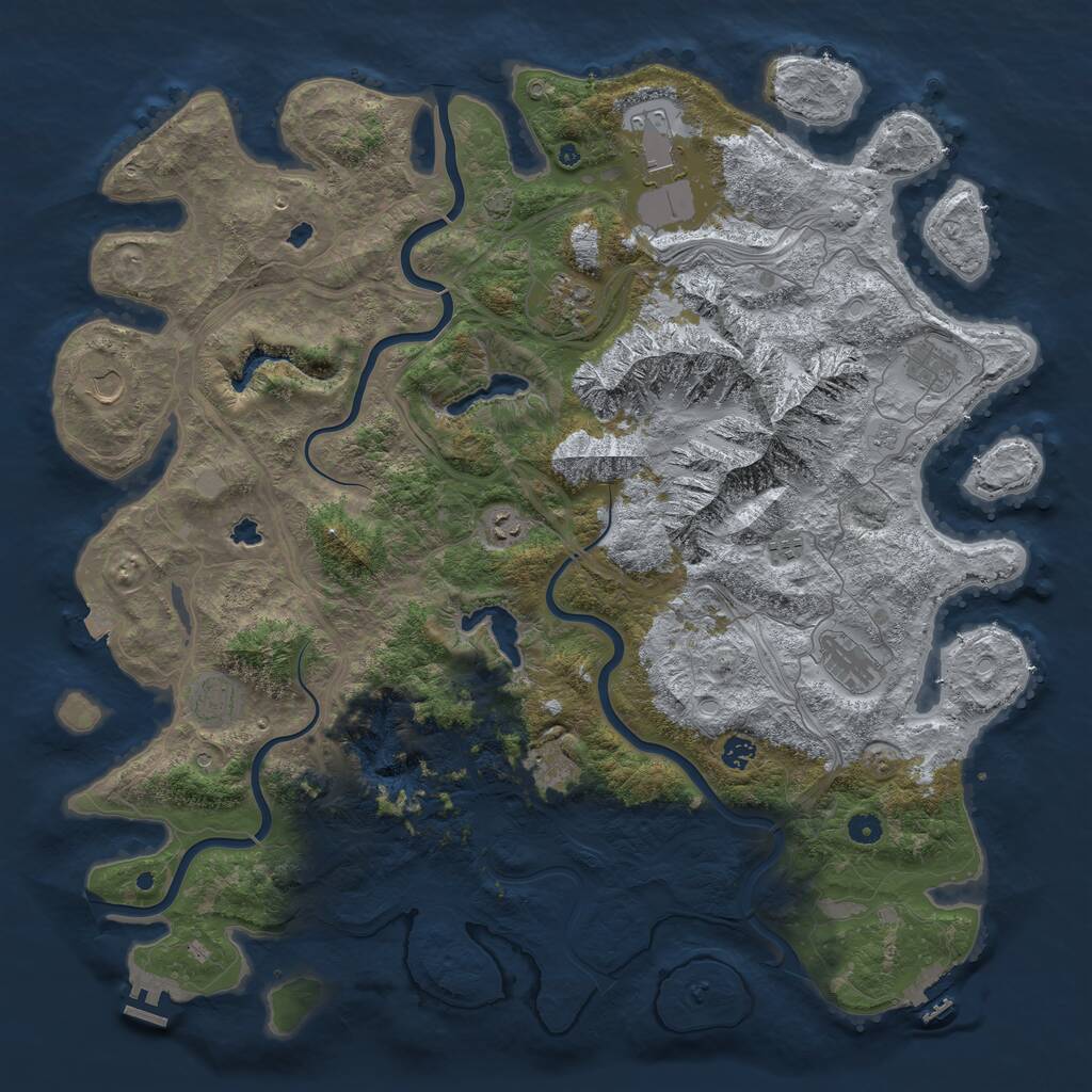 Rust Map: Procedural Map, Size: 5000, Seed: 191919, 16 Monuments