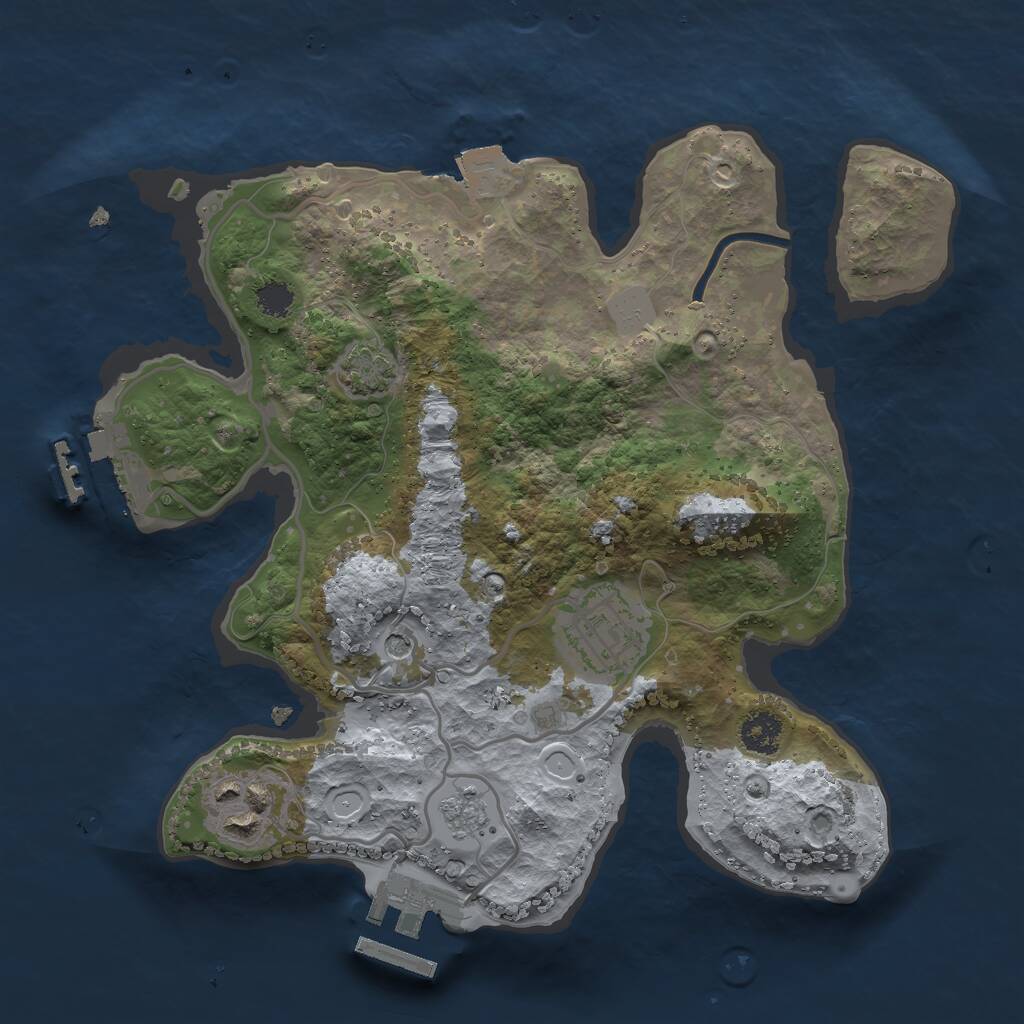 Rust Map: Procedural Map, Size: 2500, Seed: 1087941818, 8 Monuments