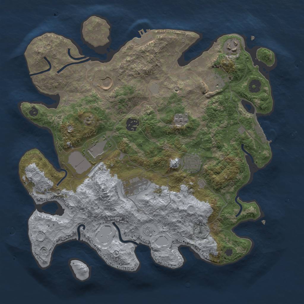 Rust Map: Procedural Map, Size: 3500, Seed: 906110, 16 Monuments