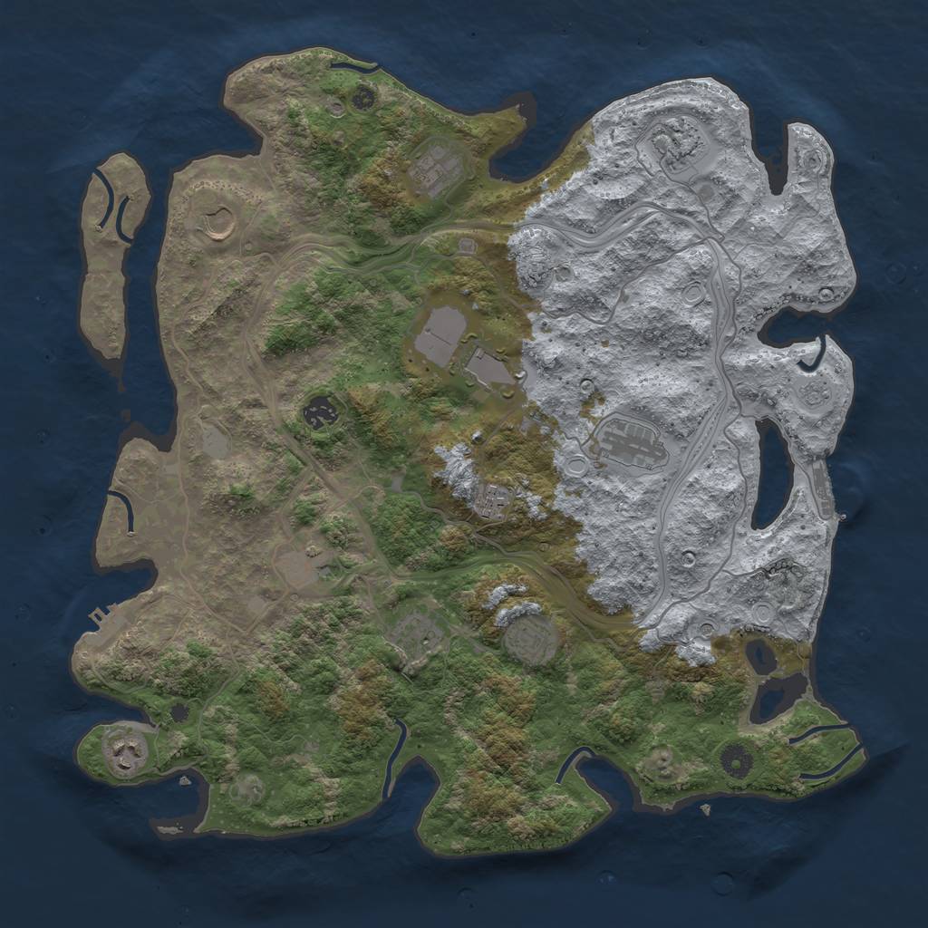 Rust Map: Procedural Map, Size: 4250, Seed: 1034780149, 20 Monuments