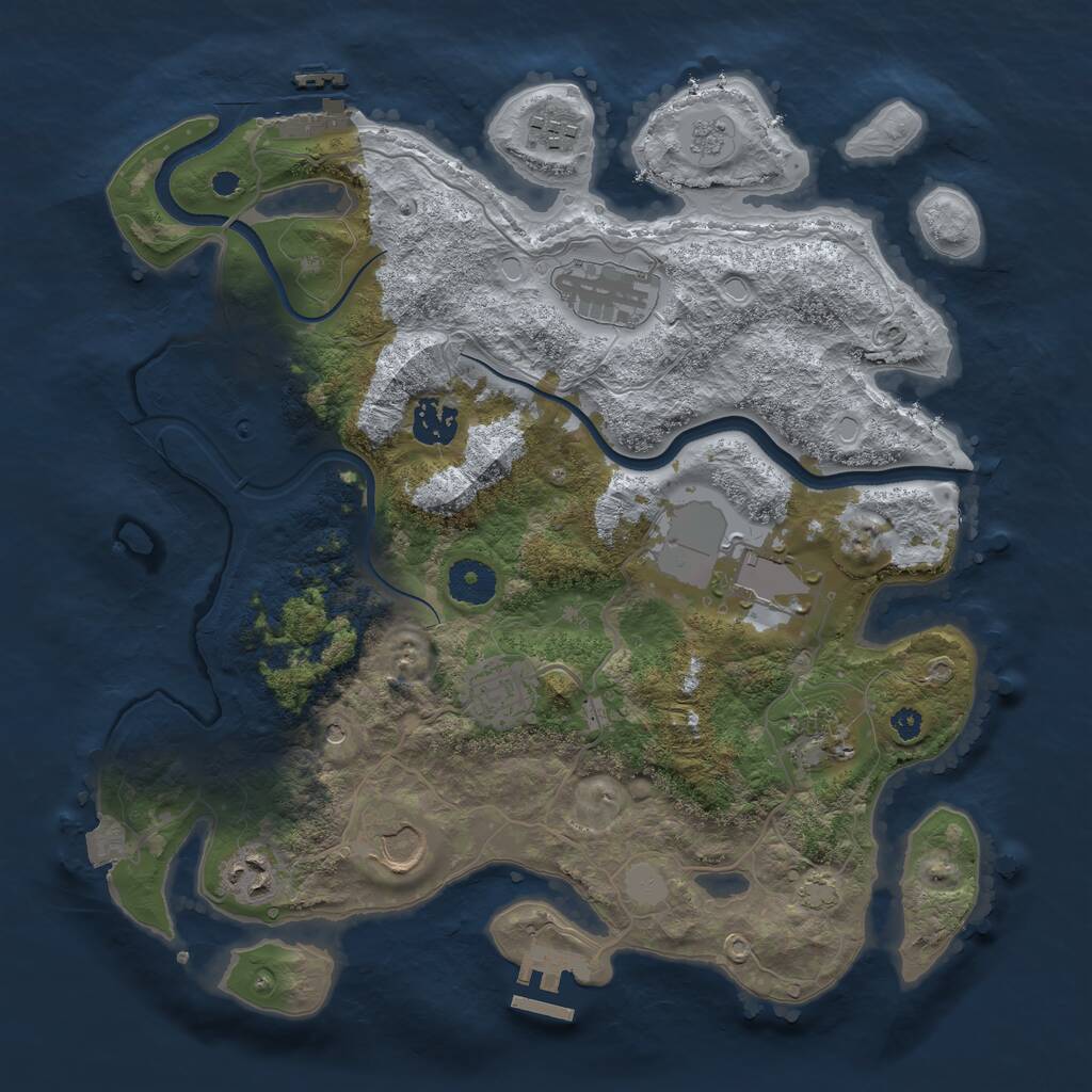 Rust Map: Procedural Map, Size: 3500, Seed: 696962239, 14 Monuments