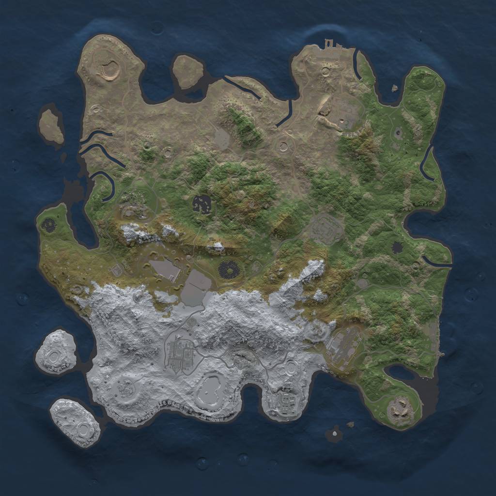 Rust Map: Procedural Map, Size: 3700, Seed: 1245229165, 19 Monuments