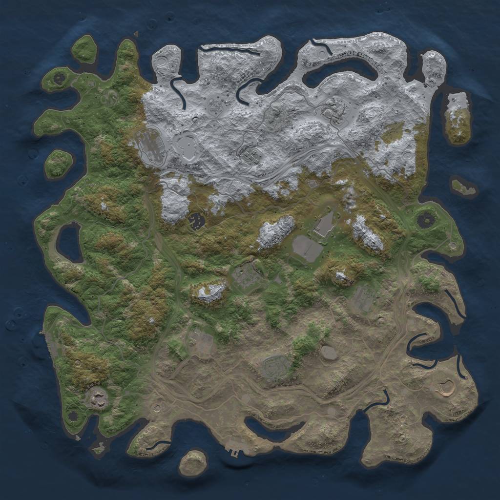 Rust Map: Procedural Map, Size: 4500, Seed: 377106504, 20 Monuments