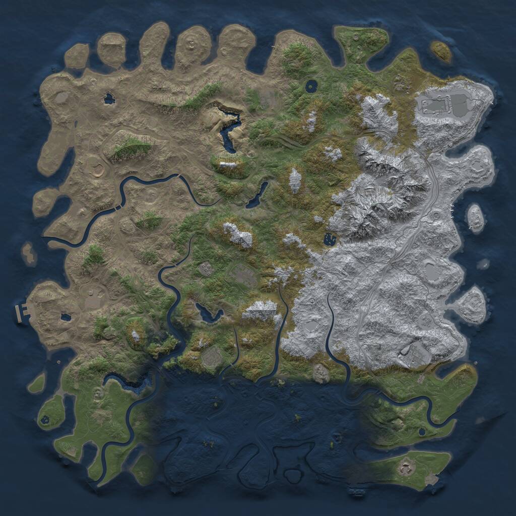 Rust Map: Procedural Map, Size: 6000, Seed: 18919377, 17 Monuments
