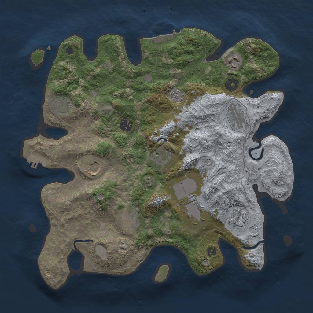 Rust Map: Procedural Map, Size: 3500, Seed: 947947, 19 Monuments
