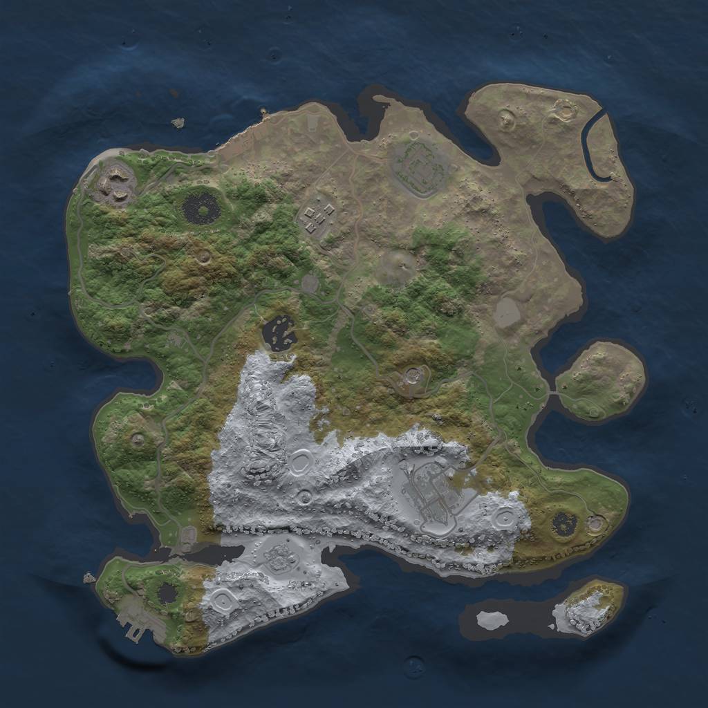 Rust Map: Procedural Map, Size: 3000, Seed: 398652091, 14 Monuments
