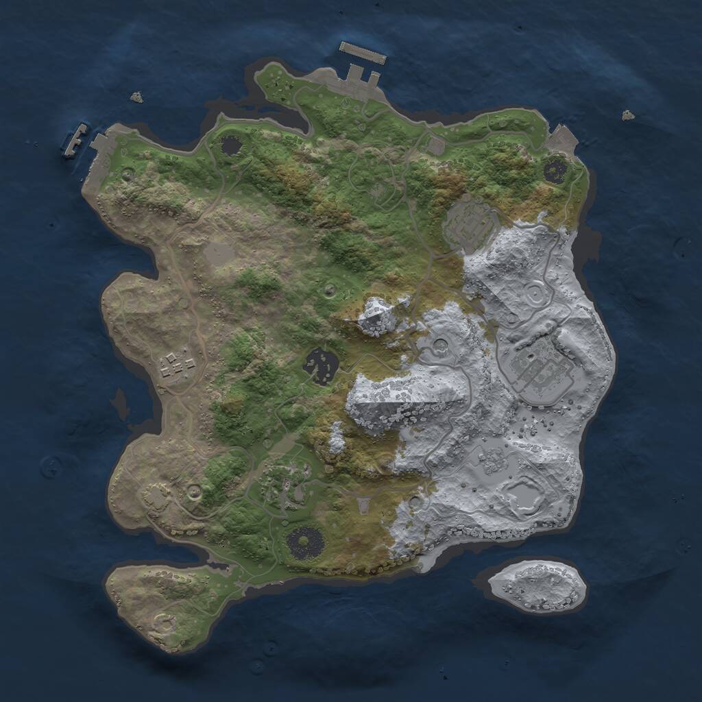 Rust Map: Procedural Map, Size: 3000, Seed: 2869, 11 Monuments
