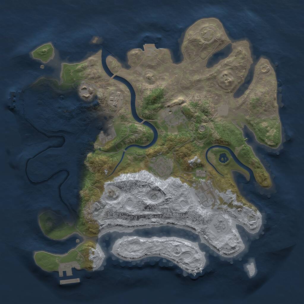 Rust Map: Procedural Map, Size: 3100, Seed: 123454, 12 Monuments