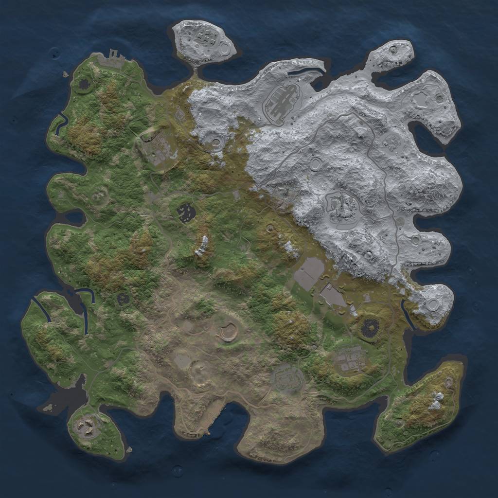 Rust Map: Procedural Map, Size: 4000, Seed: 69438, 19 Monuments