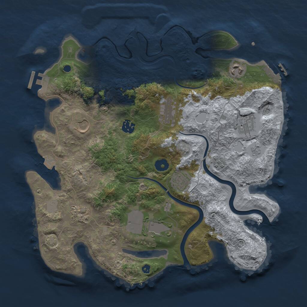 Rust Map: Procedural Map, Size: 3500, Seed: 93623193, 15 Monuments
