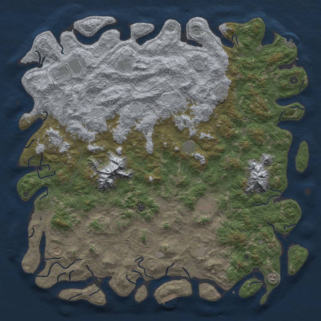 Rust Map: Procedural Map, Size: 6000, Seed: 1254897865, 20 Monuments