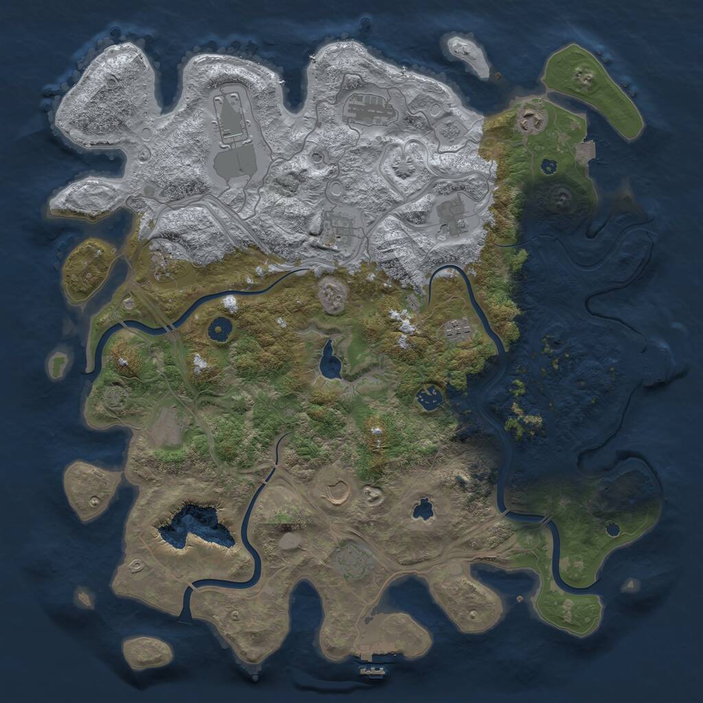 Rust Map: Procedural Map, Size: 4400, Seed: 83524789, 17 Monuments