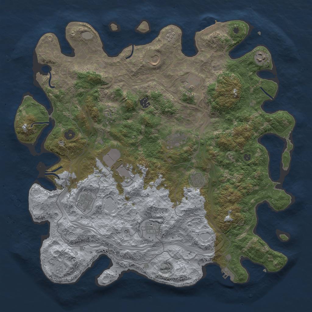 Rust Map: Procedural Map, Size: 4500, Seed: 1345221977, 20 Monuments
