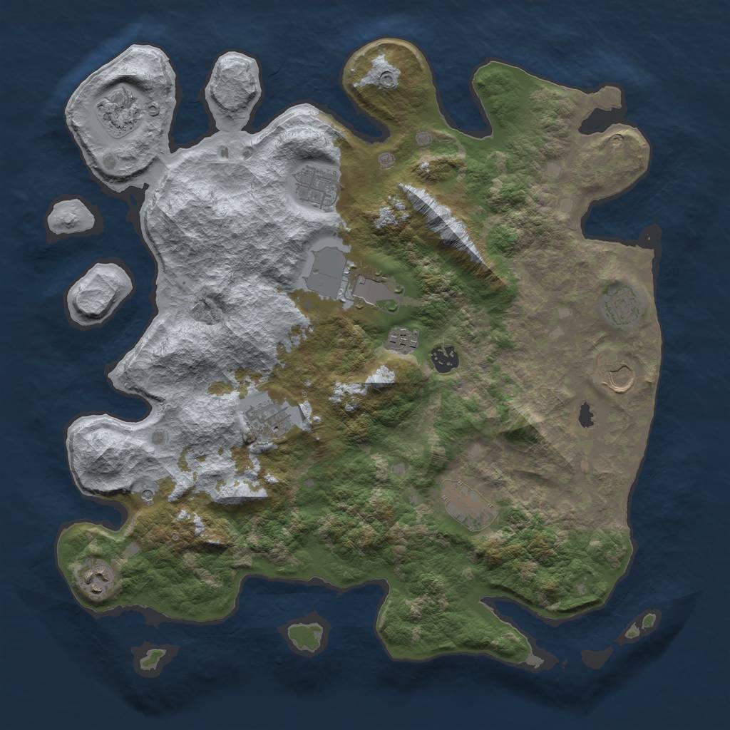 Rust Map: Barren, Size: 4000, Seed: 1471, 13 Monuments
