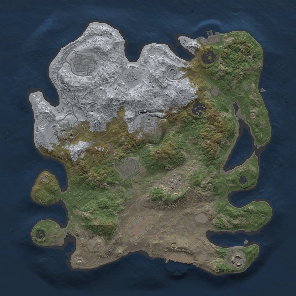 Rust Map: Procedural Map, Size: 3150, Seed: 541199545, 17 Monuments