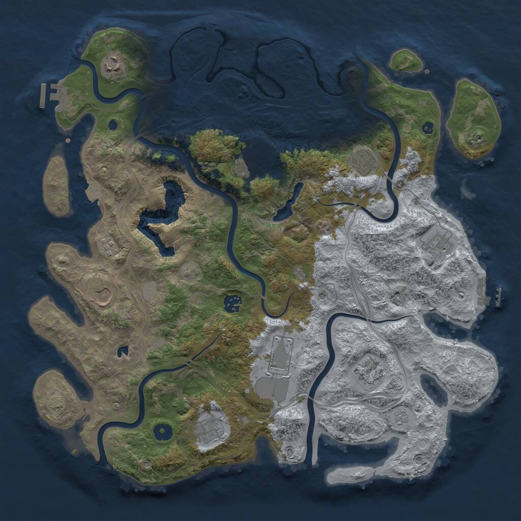 Rust Map: Procedural Map, Size: 4250, Seed: 1044330881, 16 Monuments