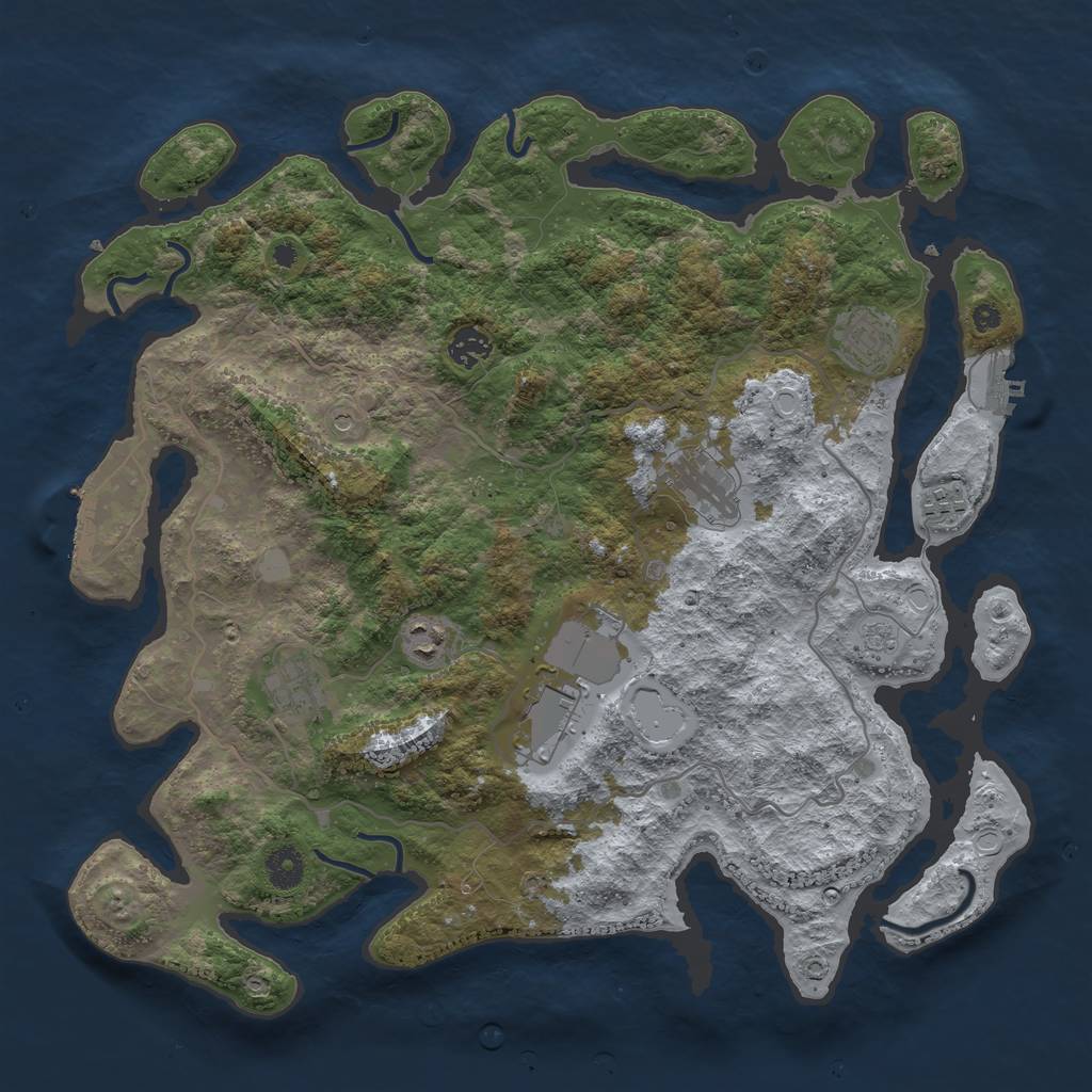 Rust Map: Procedural Map, Size: 4000, Seed: 1776001776, 16 Monuments