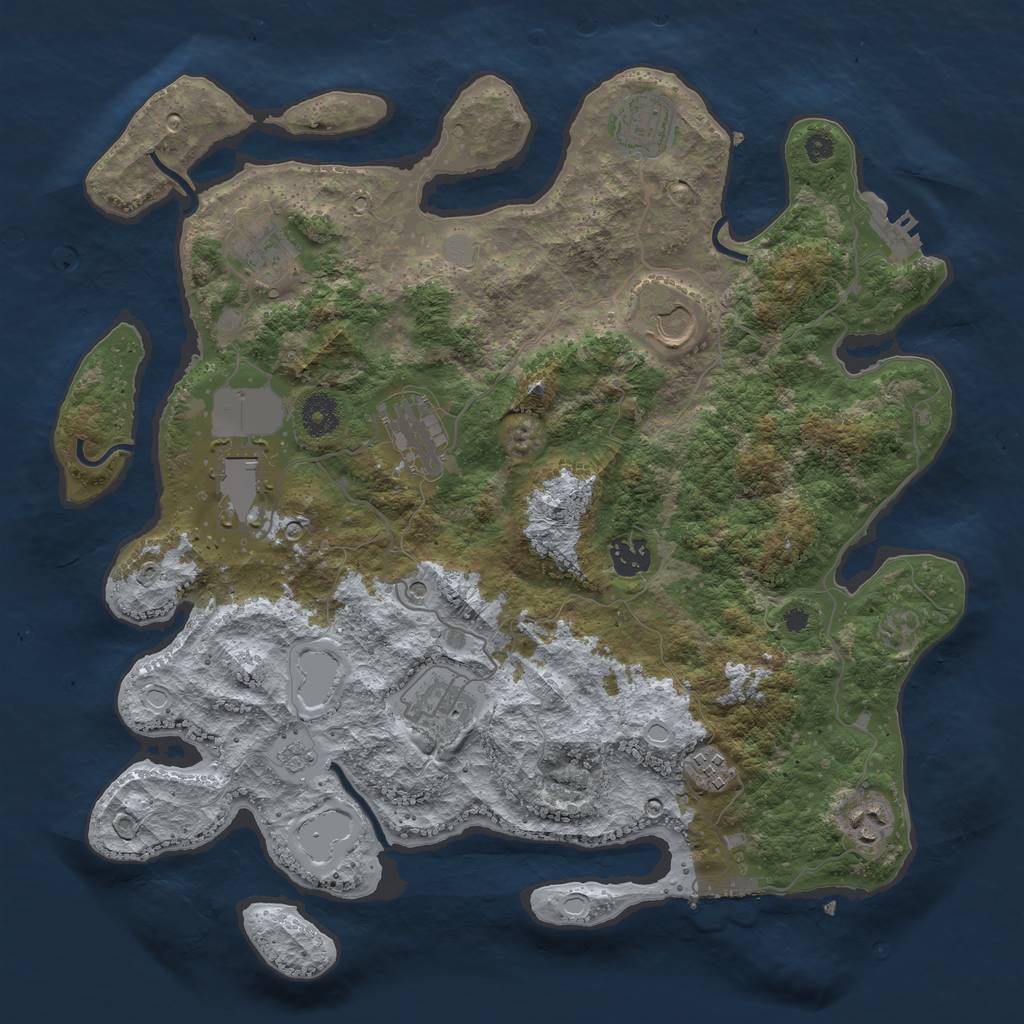 Rust Map: Procedural Map, Size: 3750, Seed: 4521, 18 Monuments