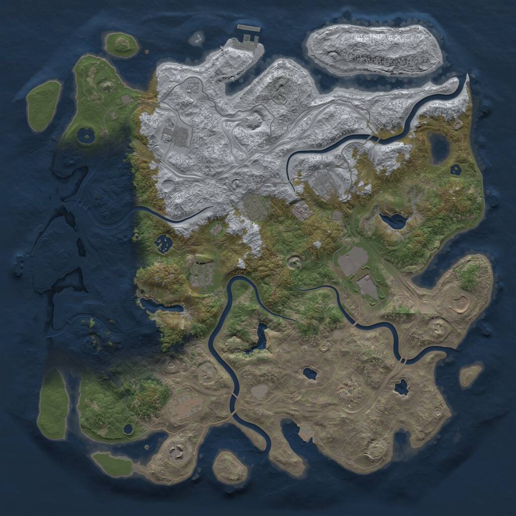 Rust Map: Procedural Map, Size: 4500, Seed: 1197127372, 17 Monuments