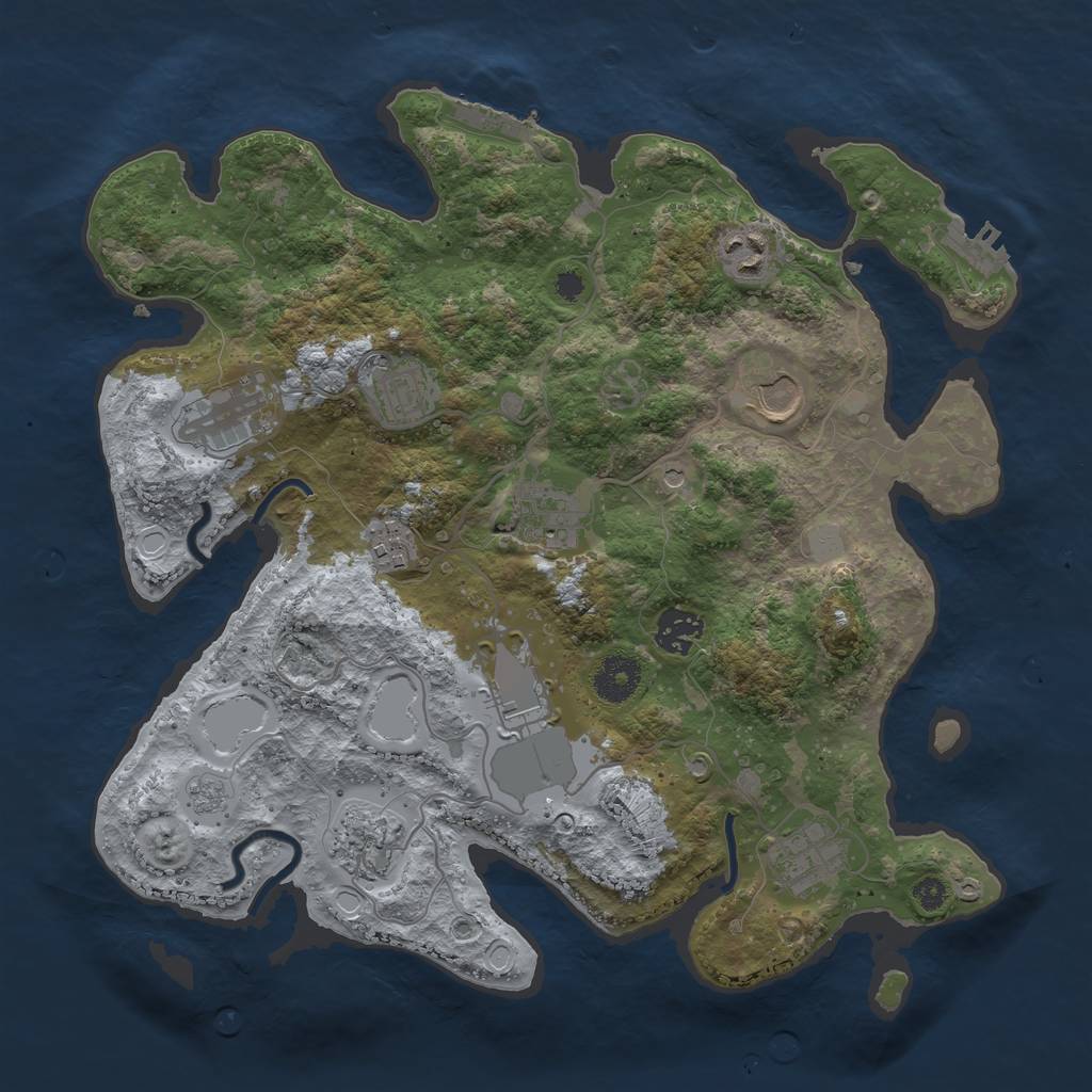 Rust Map: Procedural Map, Size: 3500, Seed: 3726, 19 Monuments