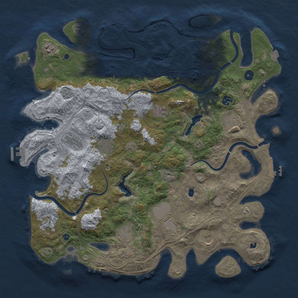 Rust Map: Procedural Map, Size: 4500, Seed: 1451594423, 17 Monuments