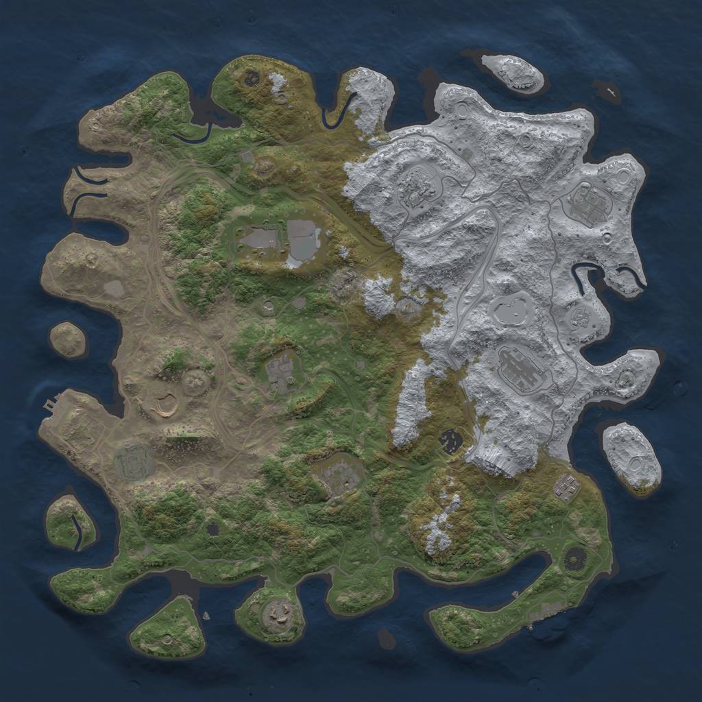Rust Map: Procedural Map, Size: 4500, Seed: 1085499363, 20 Monuments