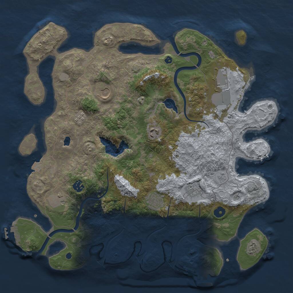 Rust Map: Procedural Map, Size: 4000, Seed: 1069165246, 14 Monuments