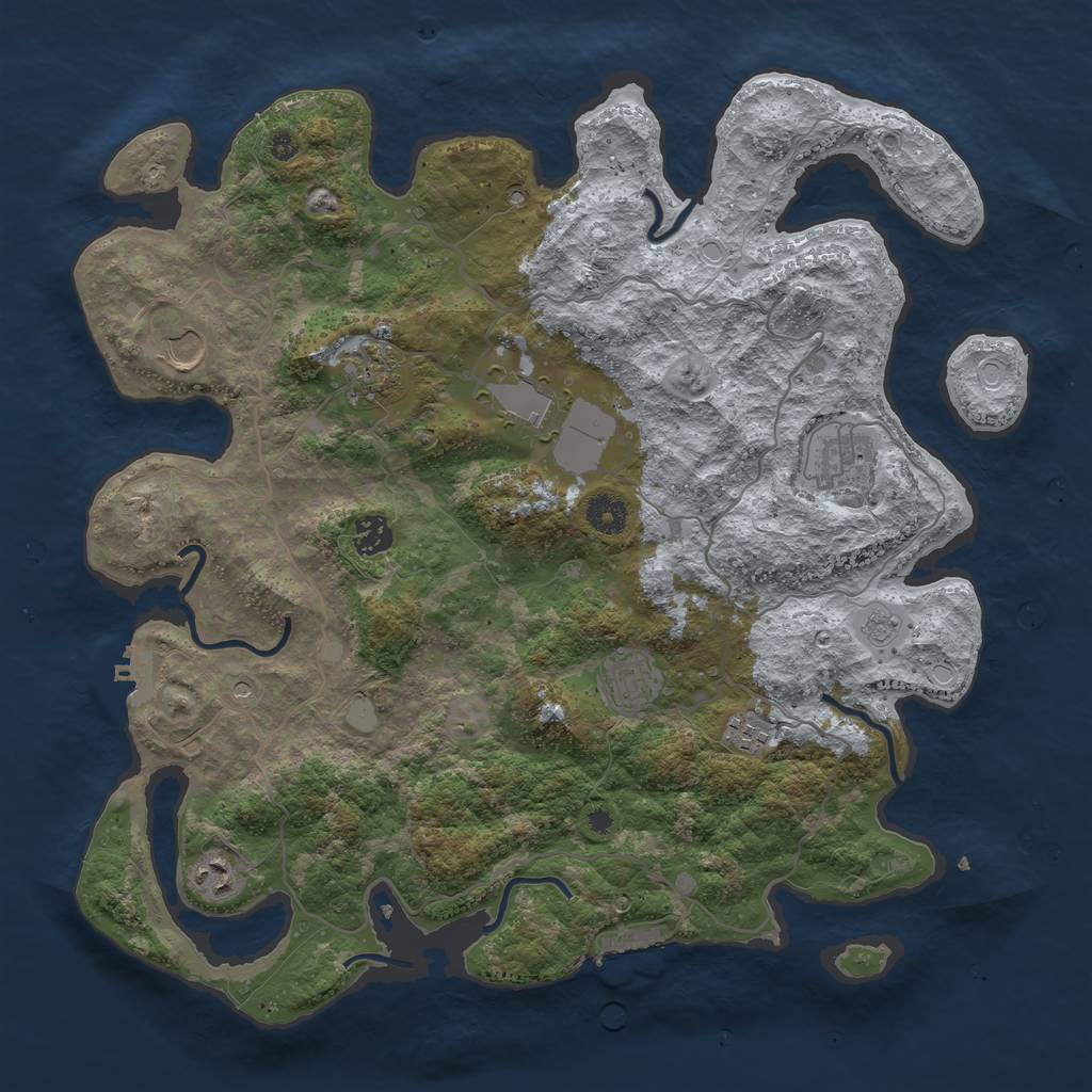 Rust Map: Procedural Map, Size: 4000, Seed: 55884477, 17 Monuments