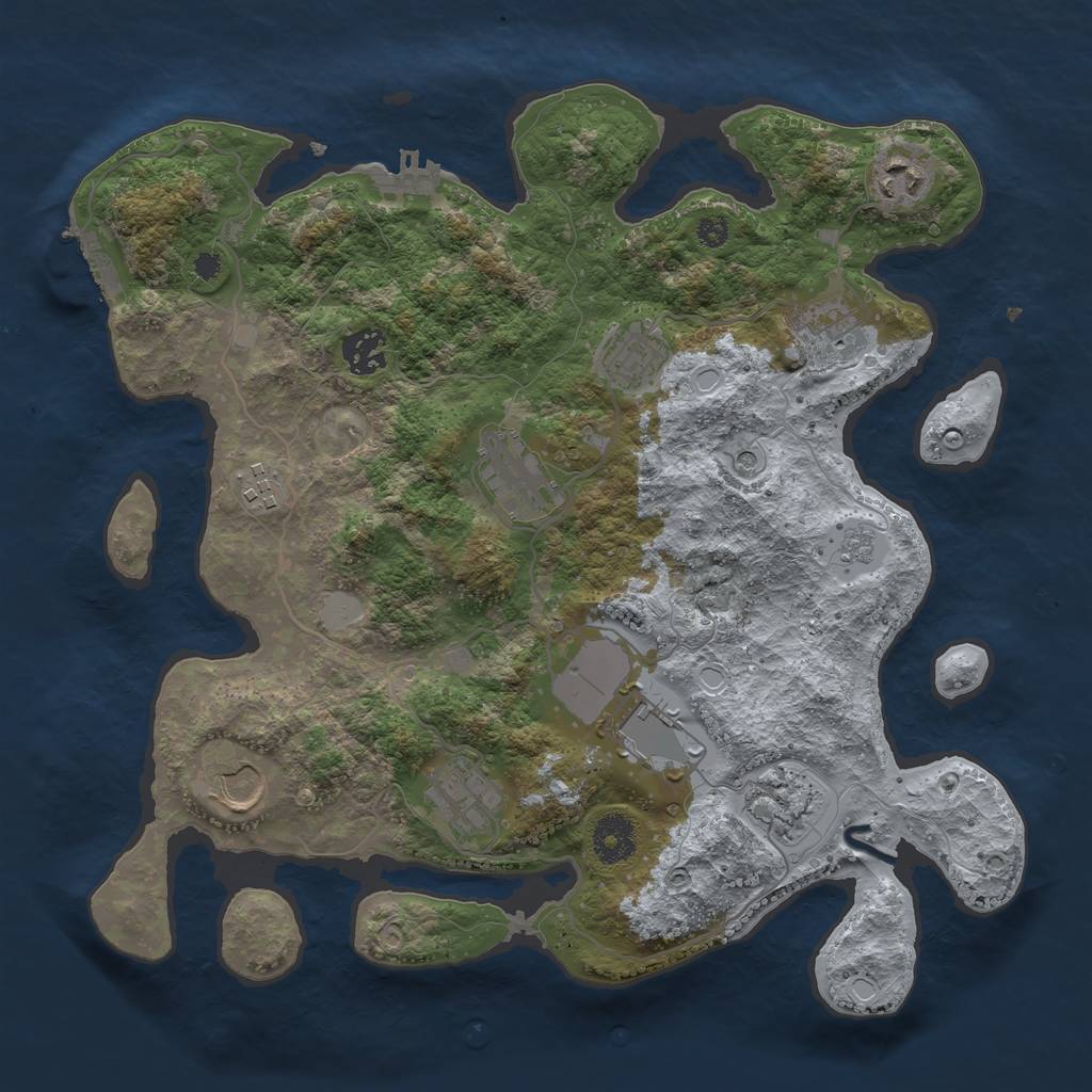 Rust Map: Procedural Map, Size: 3500, Seed: 515774142, 19 Monuments